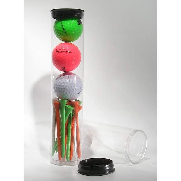 Visipak PermaSeal Pak-TW-1.750-0.012-PETG-CLEAR-8.125-STOCK-3 GOLF BALL TUBE W/LONG TEE-FITS 3 BALLS AND 3- 610631 - main